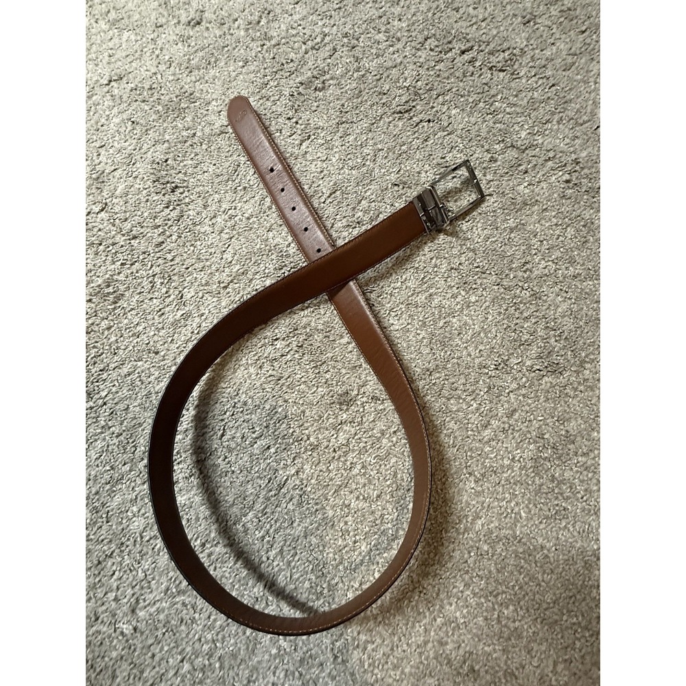 Polo Ralph Lauren Reversible Leather Belt Size 34 Black Brown Silver Buckle